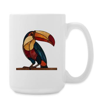 Toucan in Glass Mosaic Style Artful Bird Design - Large Mug 440 ml - white - Right