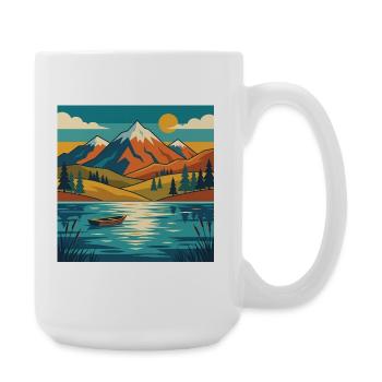 Bergsee-Dämmerung - Große Tasse 440 ml - Weiß - Rechts