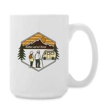 Rentner auf Reisen Berglandschaft - Große Tasse 440 ml - Weiß - Rechts