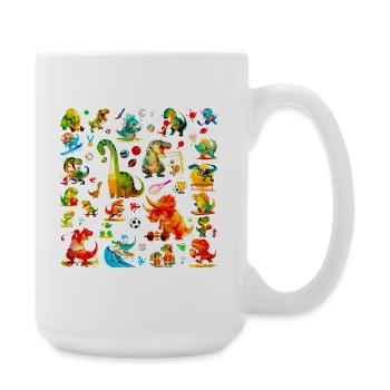 Cute Sports Dino Pattern, Dino Championship - Large Mug 440 ml - white - Right