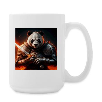 Panda warrior in fire armor - Large Mug 440 ml - white - Right