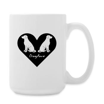 Dog love, dog logo, silhouette - Large Mug 440 ml - white - Right