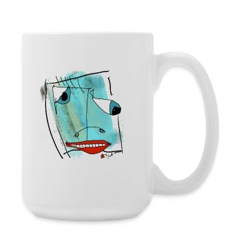 Aquarelle de design de visage abstrait - Grande tasse 440 ml - blanc - Droite
