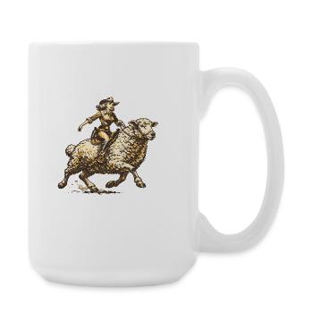 Western Rider on Sheep - Large Mug 440 ml - white - Right