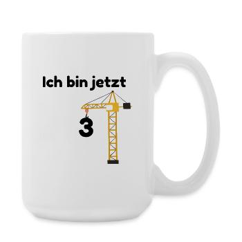 T-shirt pour les enfants du 3e anniversaire – Motif grue de chantier - Grande tasse 440 ml - blanc - Droite