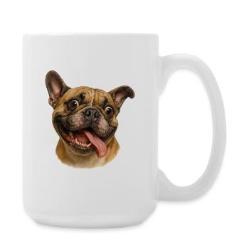 Cheerful dog head with tongue - Large Mug 440 ml - white - Right