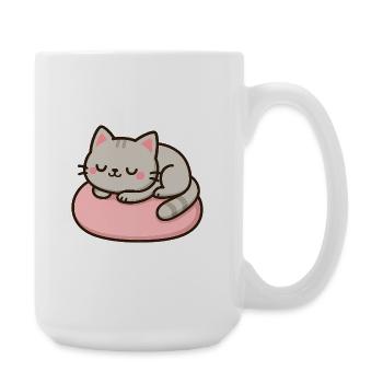 Sweet Cat on Pink Cushion - Large Mug 440 ml - white - Right