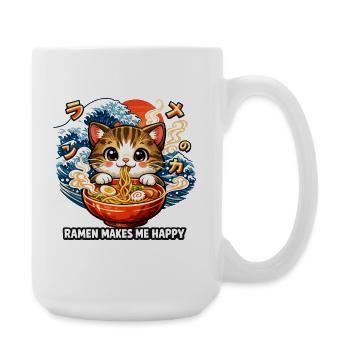 Ramen Noodles Cat Lover Retro Kawaii Cats - Large Mug 440 ml - white - Right