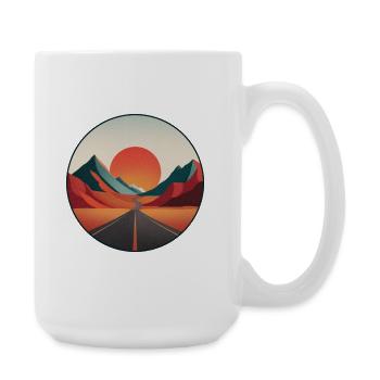 Vintage-Reiselogo – Abenteurer – Retro-Landschaft - Große Tasse 440 ml - Weiß - Rechts