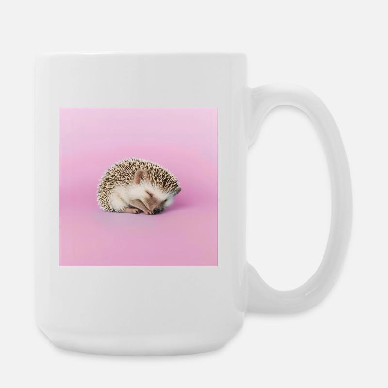 Schlafender Igel auf blassrosa Hintergrund - Große Tasse 440 ml - Weiß