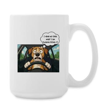 Chien de dessin animé au volant, conducteur débutant - Grande tasse 440 ml - blanc - Droite