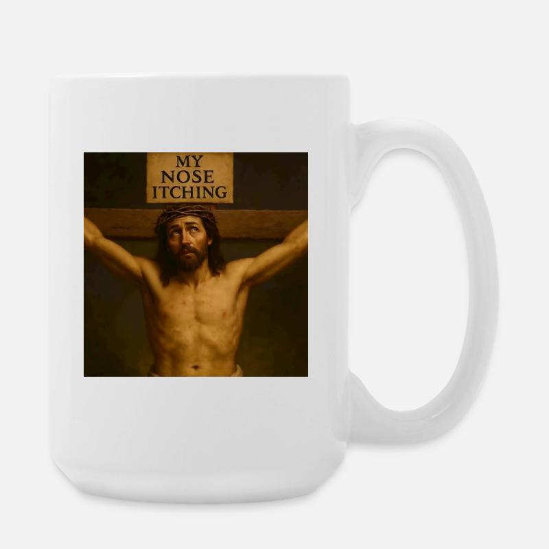 Nose itching on the lower back - Large Mug 440 ml - white