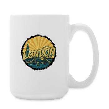 London City Skyline Tower Bridge Retro-Abzeichen - Große Tasse 440 ml - Weiß - Rechts