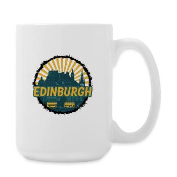 Edinburgh Castle City Skyline Vintage-Abzeichen - Große Tasse 440 ml - Weiß - Rechts