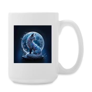 Blauer Edelstein Lunar Fuchs - Große Tasse 440 ml - Weiß - Rechts