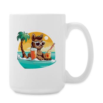 Llama on the beach in the sunlight - Large Mug 440 ml - white - Right