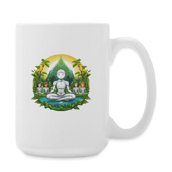 Méditation robotique dans le cercle de la nature - Grande tasse 440 ml - blanc - Droite