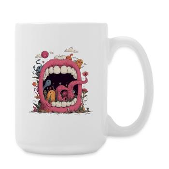 Pink Mouth World with Creatures - Large Mug 440 ml - white - Right