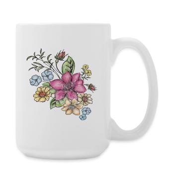 Floral floral pattern - Large Mug 440 ml - white - Right
