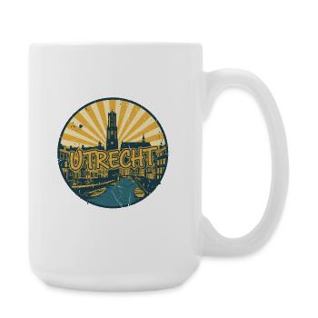 Utrecht City Skyline Retro Vintage Badge - Large Mug 440 ml - white - Right