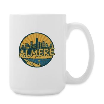 Almere City Skyline Vintage Retro-Abzeichen - Große Tasse 440 ml - Weiß - Rechts