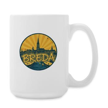 Breda City Skyline Retro Vintage-Abzeichen - Große Tasse 440 ml - Weiß - Rechts
