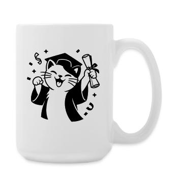 Diplom Katze - Große Tasse 440 ml - Weiß - Rechts