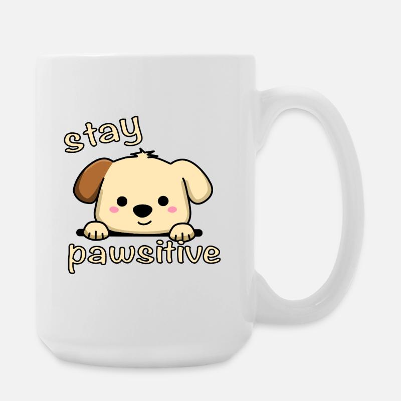 Restez Pawsitive - Grande tasse 440 ml - blanc