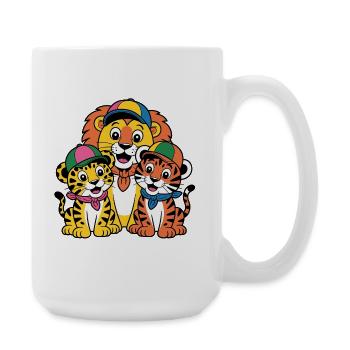 Cheerful Animal Lovers Trio Lion Tiger Leopard - Large Mug 440 ml - white - Right