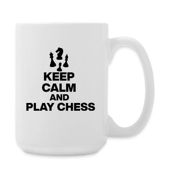 KEEP CALM AND PLAY CHESS! SCHACHSPIELER schwarz - Große Tasse 440 ml - Weiß - Rechts