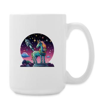 Sternen-Unicorn mit Teleskop - Große Tasse 440 ml - Weiß - Rechts