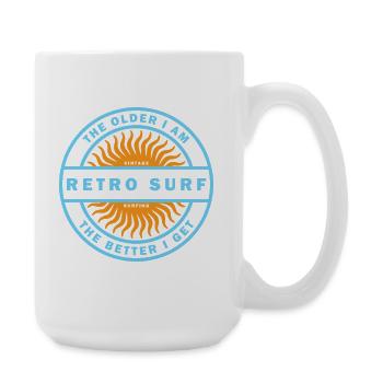 Retro Surf Sunburst Vintage Surfing Logo - Large Mug 440 ml - white - Right