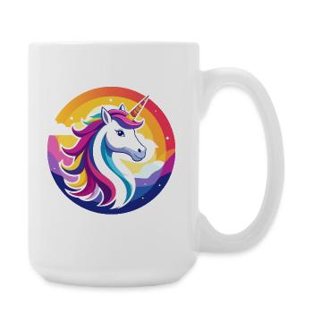 Rainbow Unicorn Colorful Unicorn Head Motif - Large Mug 440 ml - white - Right