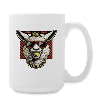 Agneau décontracté avec des lunettes de soleil... Les garçons cool - Grande tasse 440 ml - blanc - Droite