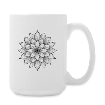 Mandala fleur à pétales fins, calme et harmonie - Grande tasse 440 ml - blanc - Droite