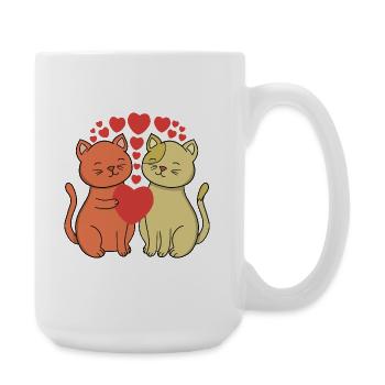 Two Heartfelt Cats Embrace - Large Mug 440 ml - white - Right