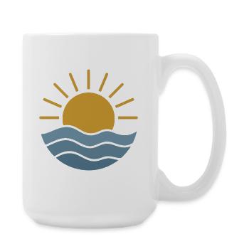 Golden Sunrise Waves - Large Mug 440 ml - white - Right