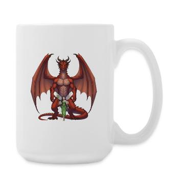 Karmesinroter Drache und Waldfee - Große Tasse 440 ml - Weiß - Rechts