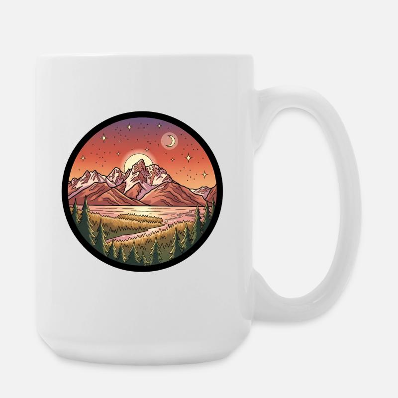Moonlight Mountains Round Patch - Large Mug 440 ml - white