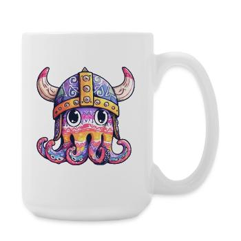 Viking Tentacle Helmet Colored Design - Large Mug 440 ml - white - Right