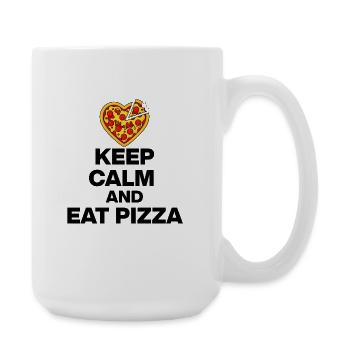 KEEP CALM AND EAT PIZZA, PIZZA JUNKIE GIFT 🍕 - Large Mug 440 ml - white - Right