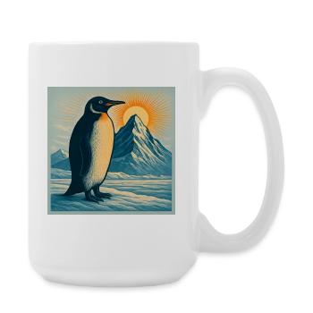 Penguin Sonnenaufgang über Eisbergen - Große Tasse 440 ml - Weiß - Rechts