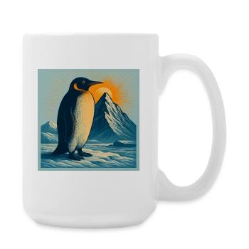 Polar beach penguin at sunrise - Large Mug 440 ml - white - Right