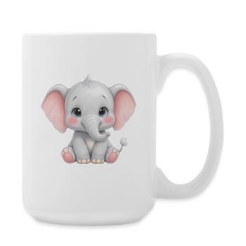 Cuddly baby elephant cartoon - Large Mug 440 ml - white - Right