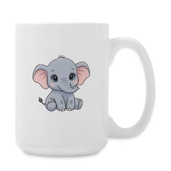 Cuddly baby elephant cartoon - Large Mug 440 ml - white - Right
