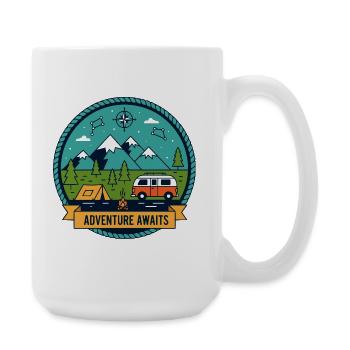 Badge de camping d’aventure en pleine nature - Grande tasse 440 ml - blanc - Droite