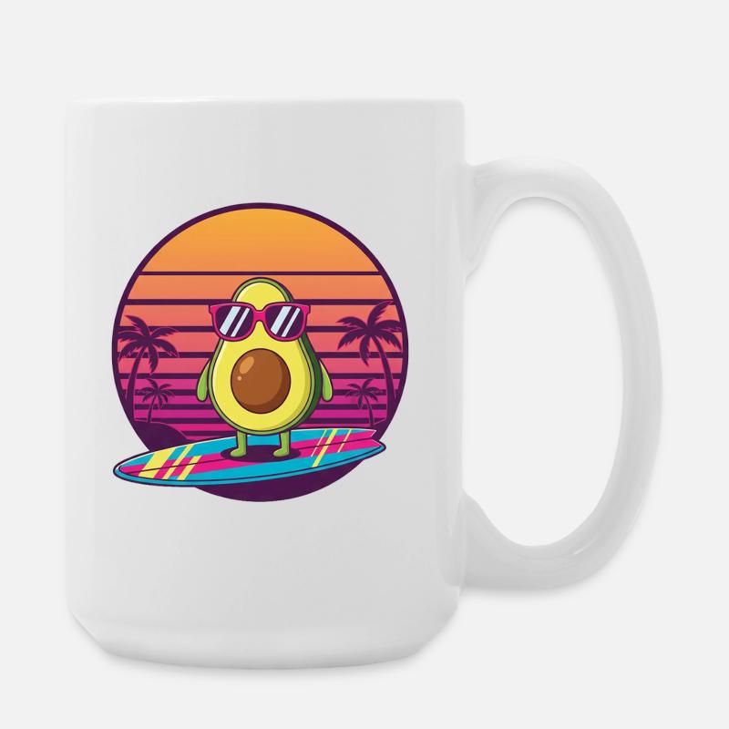Avocado 80s Sunset - Große Tasse 440 ml - Weiß