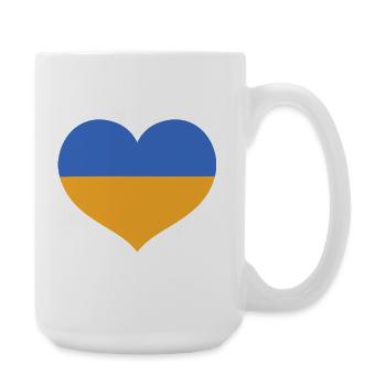 Flaggenherz in den Farben der Ukraine - Große Tasse 440 ml - Weiß - Rechts