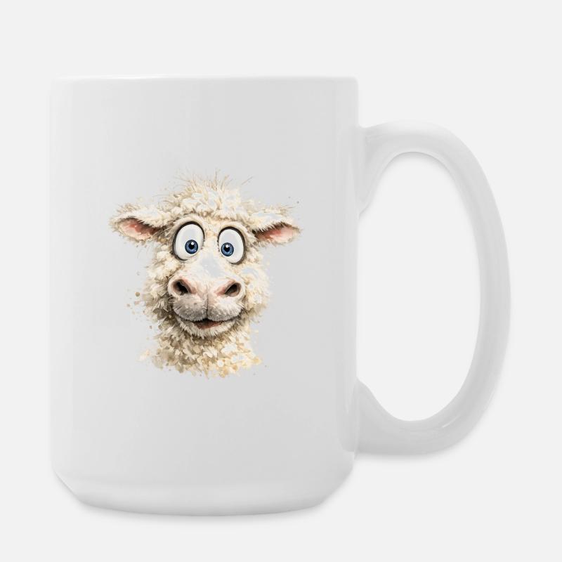 Lachendes Schaf Cartoon-Pop - Große Tasse 440 ml - Weiß