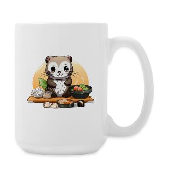 Otter Sushi Fest - Große Tasse 440 ml - Weiß - Rechts